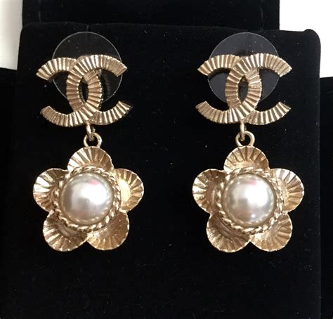 chanel cc pearl stud earrings|authentic chanel cc earrings.